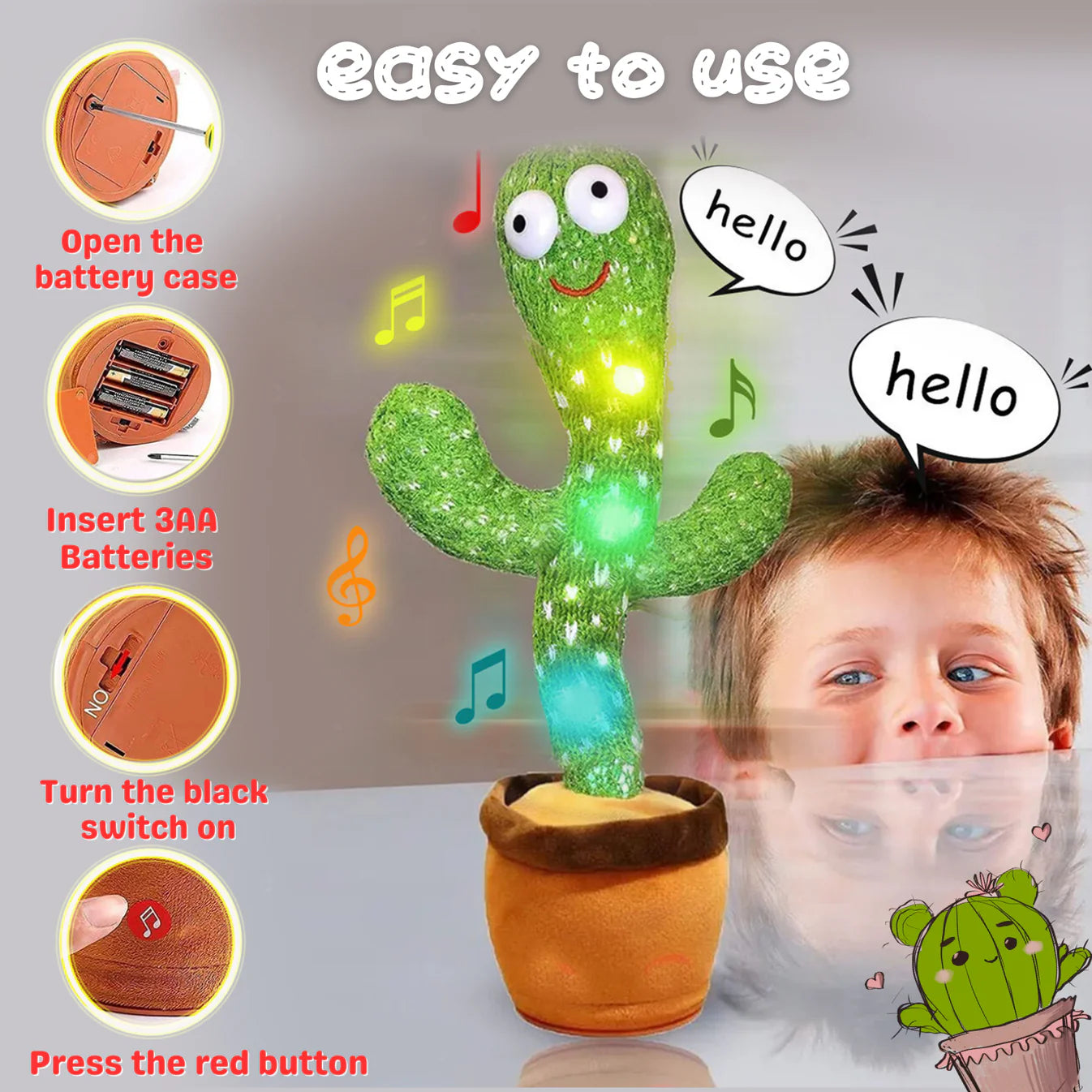 Pirkinn's Musical Dancing & Mimicry Cactus Toy